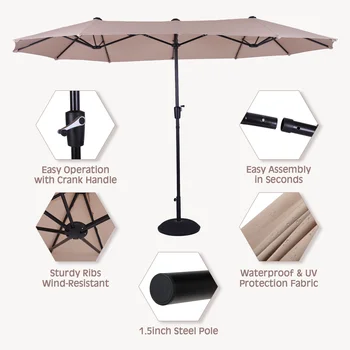 13 фута голям чадър за двор, двупосочен чадър за улично пазар