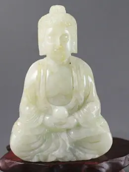 6 см Китайски Нефрит Ръчно изработени с участието на Настоящото Буда, изящна статуя