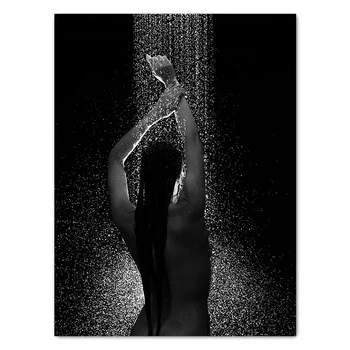 Черно-бяла секси Жена, плакат в стил голи, щампи с рамка, Пушенето, Пиенето, вана, Лошо Момиче, Монтиране на изкуството, платно, живопис, Рисунка, Снимка