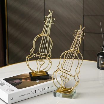 Минималистичен декор, Музикално Статуетка на цигулка Модерен начало декор Украса за метални музикални инструменти и Аксесоари за офис бюрото Занаятчийски подарък