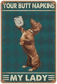 Си Задника, Вертикална Лидице Табела, Лидице Знак Bthroom, Подарък Означения за Любителите на Кучета с Принтом Dchshund за Дома, Ретро-Хол, Къща