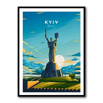 Картина за пътуване из града Украйна, Ретро Киев стенен артистичен интериор, Печат върху платно, Плакат, Картина за декорация на дома в хола