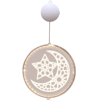 Мюсюлмански празник Декоративен Светлина в Стаята Витрина Прозорец Звезда Луната 3D Висулка Ислямски религиозен подарък