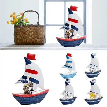 Модел на Ветроходна лодка в Средиземноморски стил Декорация на Дома 13.5*10.5*3.1 модел на Кораба cm Algam Подаръци За Рожден Ден Занаяти