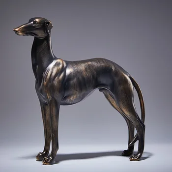 имитация на животински размер 22 см, старинни медни модел куче-дух, хол, кабинет, веранда, украса за дома
