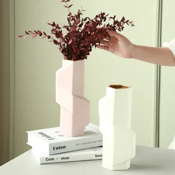 Креативна керамична ваза, черно-бели петна, Волнообразная договореност, Абстрактни бижута ръчна изработка, Украса на дома