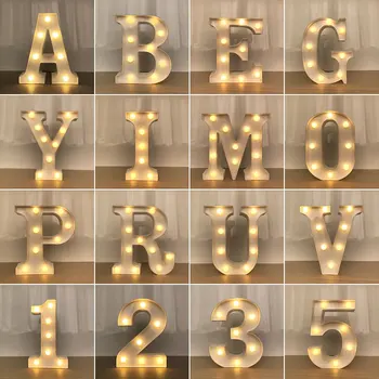 Декоративни букви на азбуката, led светлини, светлинен номер, украса за лампи, лека нощ на захранван с батерии, украса за детската спалня.