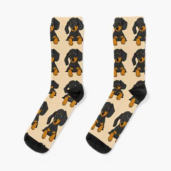 Кученце дакел в джоба ви Кремаво-бежови чорапи, Чорапи с принтом луксозни чорапи Sock man