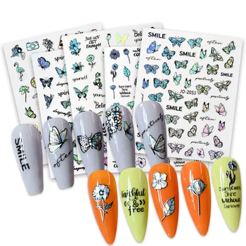 Стикери За нокти 3D Пеперуда на цвете плодове Дизайн Нокти Водна Стикер На Задната Част на Лепило Стикери За Нокти, Декорации За Нокти, Аксесоари