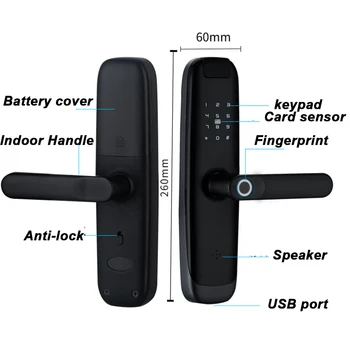TTLOCK Bluetooth Smart Lock За Дървена Врата на Вилата С Парола на четец на пръстови отпечатъци 13,56 Mhz Карти на Телефона Cerradura Inteligente Рычажный Заключване