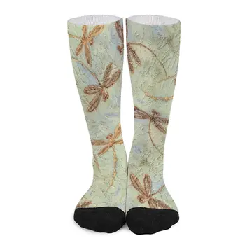 Чорапи Dragonfly Dance Gold с подгряване, забавни чорапи за мъже