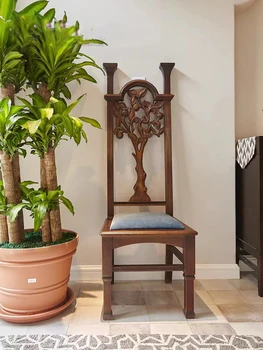 Мебели по поръчка-новият ресторант от масивно дърво с дърворезба, стол с висока облегалка верандата декоративен стол за дома