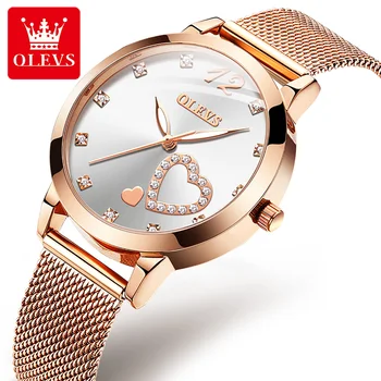2023 OLEVS Дамски ръчни часовници 30 м Водоустойчива Модни Дамски кварцови часовници за жени за Прости Часовници С кристали 5189