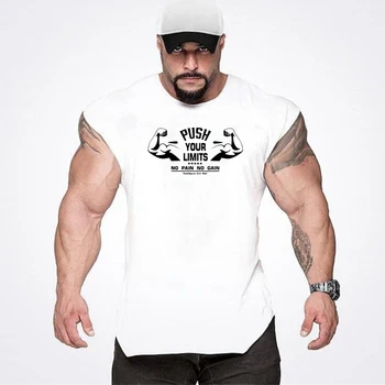 Мъжка лятна жилетка FITNESS SHARK, облегающая hoody, Свободна спортна тениска за бягане, Бяла тениска без ръкави