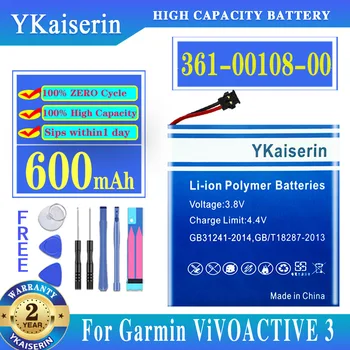 YKaiserin 600mAh Батерия за Garmin ViVOACTIVE 3 ViVOACTIVE3 361-00108-00 NL28LL31B03OC Batteria