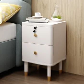 Луксозна италианска модерно нощно шкафче, висок клас на съхранение в нощното шкафче, шкаф бял цвят от масивно дърво, Скандинавски мебели за спалня