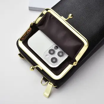 Корейската версия на 2023 г., Нов дамски дълъг портфейл от изкуствена кожа с голям капацитет и модерна чанта през рамо