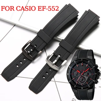 Каишка от смола часовници Casio EF-552 EF-552D-1A, каишка за часовник, водоустойчив спортен гумени гривни, аксесоари за часовници, 20 мм