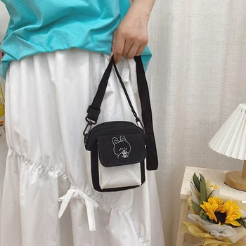 Мини чанта през рамо за жени, модни Малки женски холщовые чанта през рамо в корейски стил, в чантата си за телефон, скъпа студентски чанта с капак