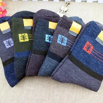1 Чифт Мъжки Вълнени Чорапи За есента и Зимата, Нови Чорапи От Изкуствена кожа и За Мъже, Топли Пухкави Чорапи на пода, Различни цветове