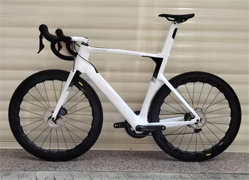 Бели с Черно Лого Concept Disc Carbon Road Bicycle Комплектен под Наем LTEGRA R8020 454 58 мм Колела CX9 Диск на Главината Централно Заключване
