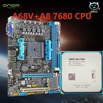 Дънна платка A68V + процесор AMD A8-7680 AMD DDR3 4G 3,4 Ghz (OC) 3,8 Ghz SATA четириядрен процесор Основна такса placa materna серията A8