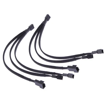 4-пинов Кабел на вентилатора PWM от 1 до 3 начина да се Разклоняват Удлинительный кабел с Черни ръкави