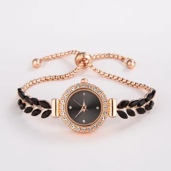 Най-продавани Нови женски часовници-гривни с пера, Модни кварцов ръчен часовник с листа, Луксозен висококачествен подарък Reloj Mujer