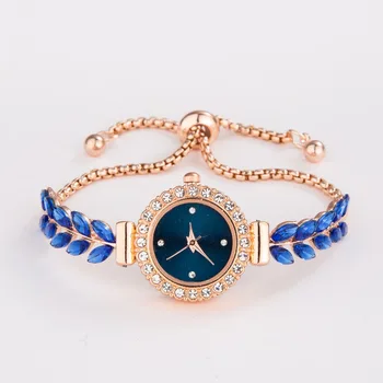 Най-продавани Нови женски часовници-гривни с пера, Модни кварцов ръчен часовник с листа, Луксозен висококачествен подарък Reloj Mujer