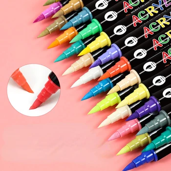 Два цвята акрилни маркери с две топчета, 12/24/48-цветни бързо съхнещи матови акрилни химикалки с графити