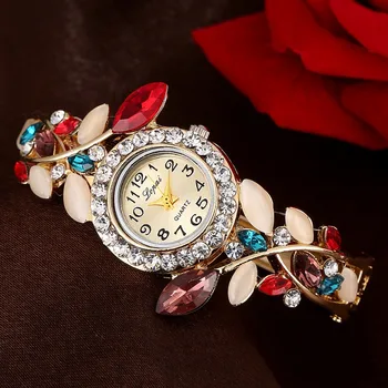 Часовници за жени, Бестселъри, Луксозни часовници марка Елит Reloj Mujer, Часовник-гривна с кристали диаманти