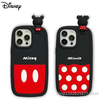 Калъф за телефон Disney с Мики и Мини Маус за iPhone 11 12 13, iPhone 14 Pro Max, Cartoony сладък силиконов защитен калъф от падане