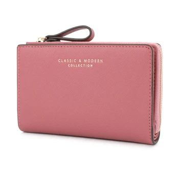 Модерен кратък чантата си, с кръстосан модел на цип за жени; Преносим чантата си голям капацитет за съхранение на парични карти