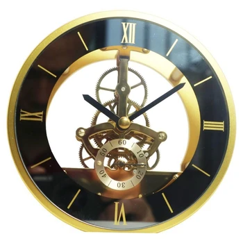 Метални стенни часовници с шестеренкой Стенен часовник с кръгла шестеренкой Стенни часовници Златни занаяти Бъдещите дигитални стенни часовници с Диаметър 130 мм