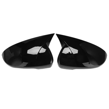 Автомобилно Гланцово черно Огледало за обратно виждане със странично стъкло от Бичи рога, тампон на дограма, Капаци за страничните огледала, за 2015-2020 години