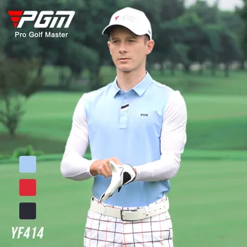 Мъжка тениска за голф PGM с дълги ръкави, дишаща мъжки дрехи, еластична спортна кърпа, пролетно-лятна риза с къси ръкави, дрехи за голф YF414