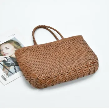 Дамска чанта-тоут от естествена кожа с вътрешна чанта, Брандираната Ракита Ежедневна чанта за пазаруване, Ретро портфейл-тоут, чанти през рамо от телешка кожа