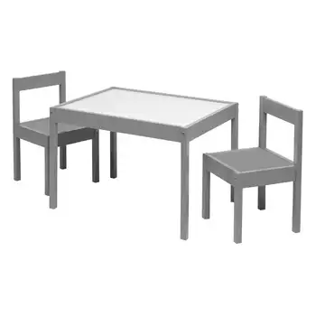 Комплект маси и столове Your Zone от 3 теми за сухо изтриване и работа с дърво, сив, 25 