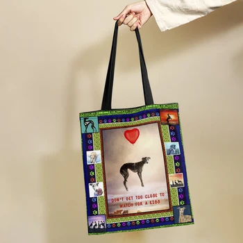 Yikeluo, цвят хрътки, Принт кучешки лапи, по-Голямата голям дългогодишна чанта за пазаруване, Ежедневни подарък чанта, холщовая чанта