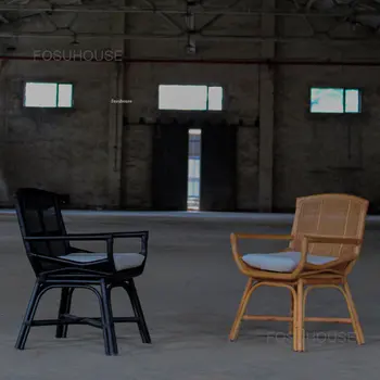 Плетени от естествен ратан-Столове за всекидневна Японското стол от ратан Дизайнерски Стол за Хранене, Мебели за дома Кресла за почивка