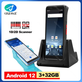 Android 12 PDA Мобилен 4G терминал 2D Qr-код Скенер Honeywell NFC, Wifi Сканиране на бар-код Здрав Склад на притежателя на Електроника 3G32G