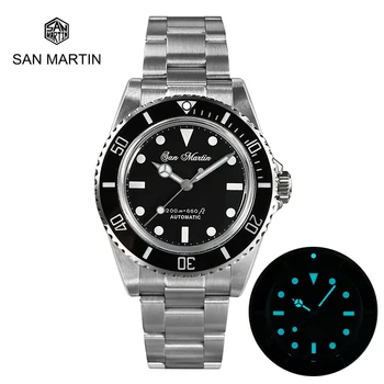 San Martin 39 мм Sub Мъжки Часовник Реколта Класически Diver Hombre Сапфировые Автоматични Механични Ръчен часовник-Водоустойчив 20Bar Lume BGW-9