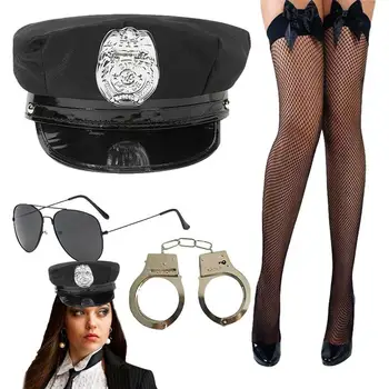 Дамски Дантелени чорапи, костюм на Жената-полицай, Мрежести Чорапи за Cosplay, Меки мрежести чорапи с лък За жени