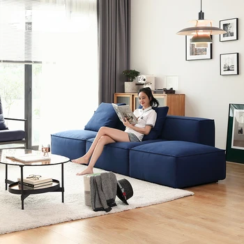 Диван от скандинавски тъкан в апартамента, модерна минималистичная хол, супер мек квадратен диван с технологията Tofu Block, съвременни мебели