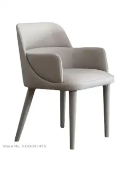 Лесен луксозен минималистичен стол за хранене, модерен минималистичен маса, стол за грим, домашна облегалка с подлакътник, табуретка, чист червен маса за хранене