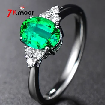 Луксозен пръстен от сребро 925 проба със зелени овални с прекрасен женски открит регулируем размер, класически подарък за парти на Едро
