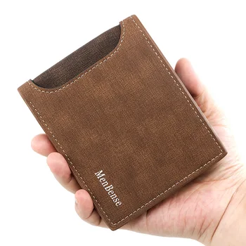 Корейската версия на Мъжкия кратък чантата с матово шевове от кожа, Голяма чанта голям за дреболии, монета, държач за самоличност, Мъжки портфейл, клатч