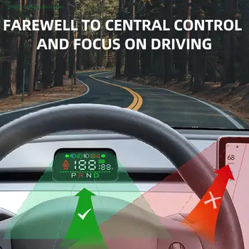 Авто главоболие, HUD дисплея Таблото за Tesla Model 3 Y Скоростомер Многофункционален интелигентен дисплей за управление