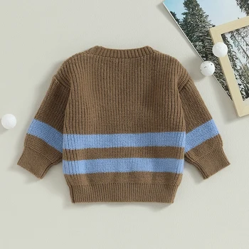 Вязаный пуловер за деца, жилетка, яке с дълъг ръкав и копчета, есенна топли дрехи за бебета, облекло
