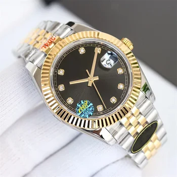 Луксозни мъжки дамски часовници, автоматични механични ръчен часовник със сапфир и неръждаема стомана, Модни Златни, черни, зелени